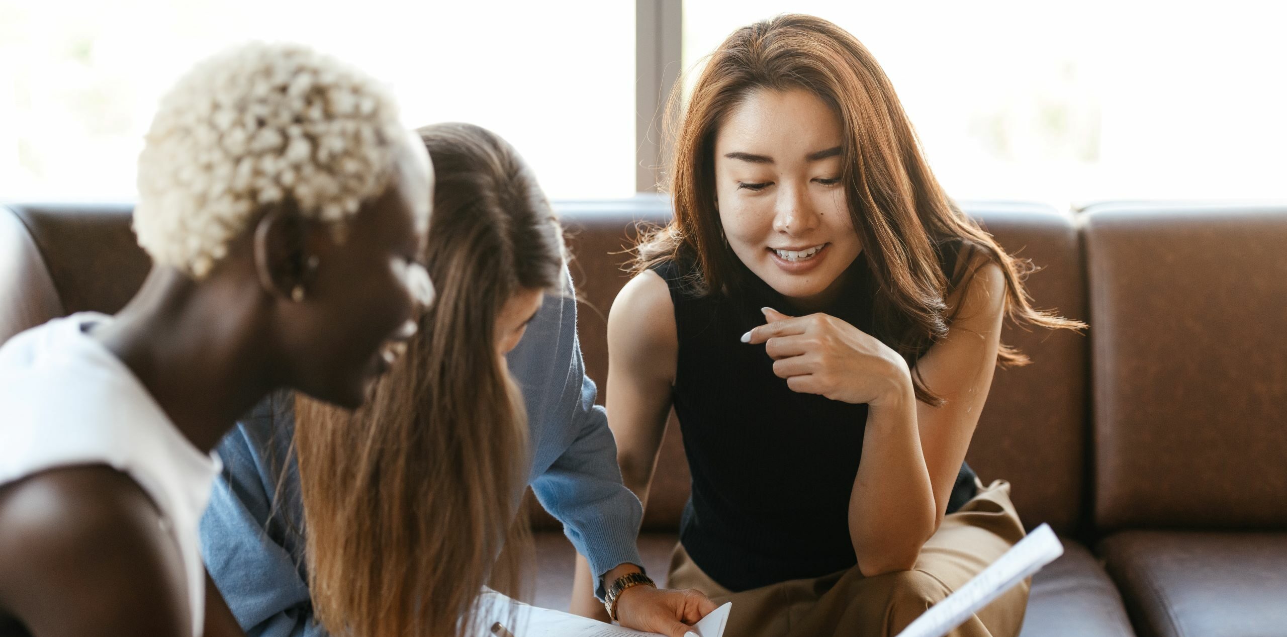 three women talking